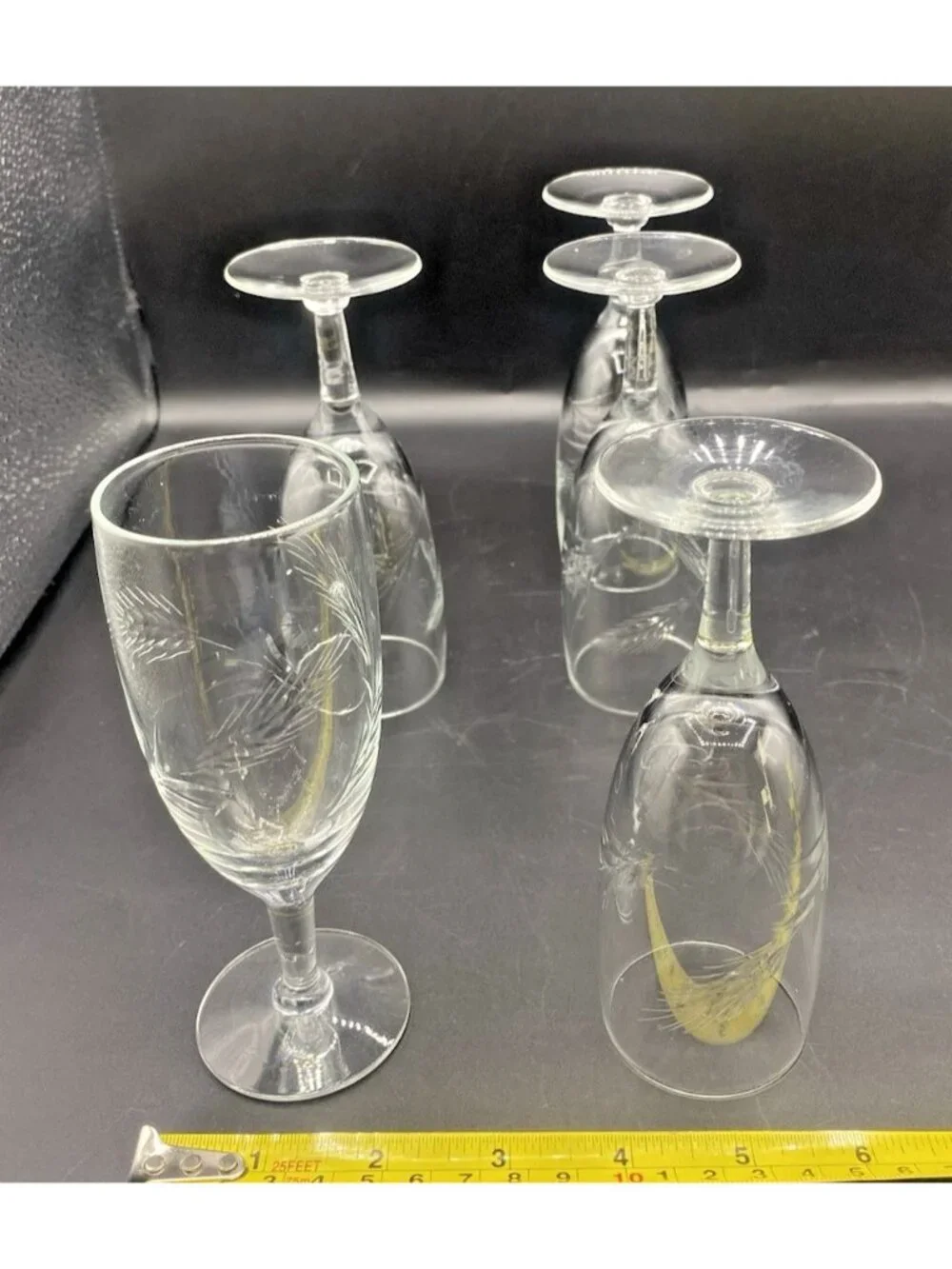 Vintage Wheat Whiskey Sour Juice Glasses Set Of 5 MCM Blown Glass Barware